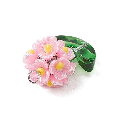 Glass Seed Beaded Flower Pendants PALLOY-MZ00521-1
