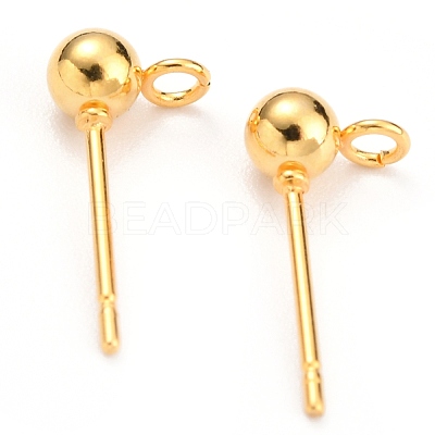 304 Stainless Steel Ball Post Stud Earring Findings X-STAS-Z035-02G-C-1