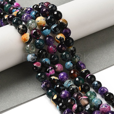Dyed & Heated Natural Fire Crackle Agate Beads Strands G-P539-B01-05-1