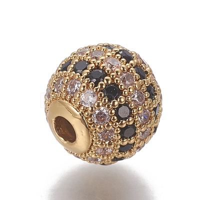 Brass Cubic Zirconia Beads ZIRC-O029-15A-G-1