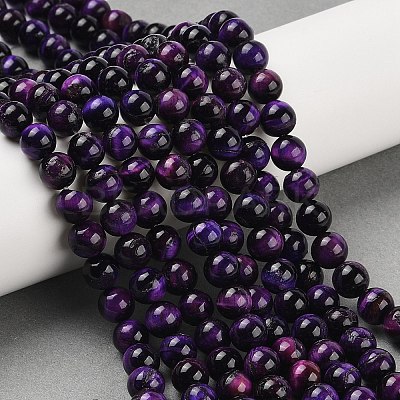 Grade B Natural Purple Tiger Eye Beads Strands G-F591-18-8mm-1