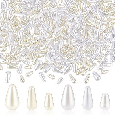 300Pcs 6 Styles ABS Plastic Imitation Pearl Beads KY-GA0001-37-1