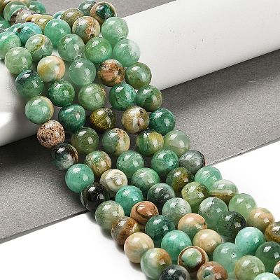 Natural Green Line Jasper Beads Strands G-B128-A03-03-1