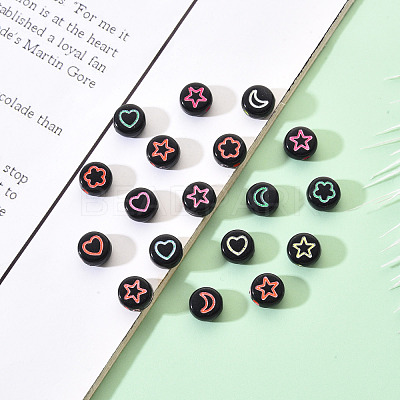Opaque Black Acrylic Beads SACR-YW0001-21A-1