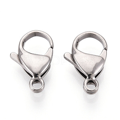 304 Stainless Steel Lobster Claw Clasps X-STAS-T065-17mm-34P-1