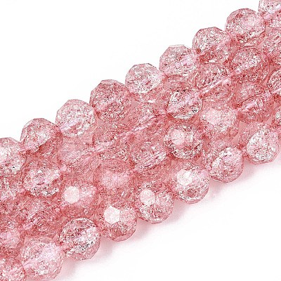 Transparent Crackle Glass Beads Strands GLAA-N053-8mm-07-1
