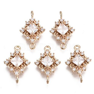 Brass Micro Pave Cubic Zirconia Links Connectors KK-R111-014-B01-1
