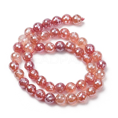 Electroplated Natural Agate Beads Strands G-B191-A07-8mm-15-1