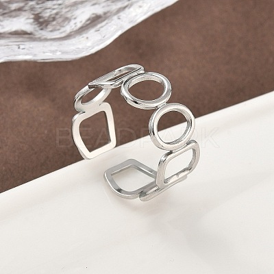 304 Stainless Steel Cuff Rings for Women RJEW-A079-08D-P-1