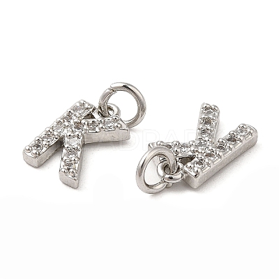 Brass Micro Pave Grade AAA Cubic Zirconia Charms ZIRC-P067-11P-K-NR-1