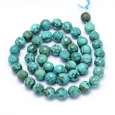 Faceted Round Natural Magnesite Beads Strands TURQ-C003-8mm-12-1