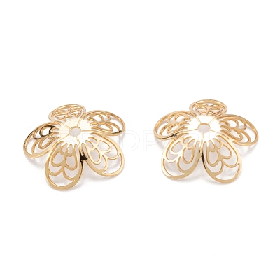 Brass 5-Petal Bead Caps KK-K251-08G-1
