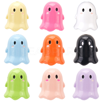 36Pcs 9 Colors Opaque Acrylic Beads MACR-SC0001-61-1
