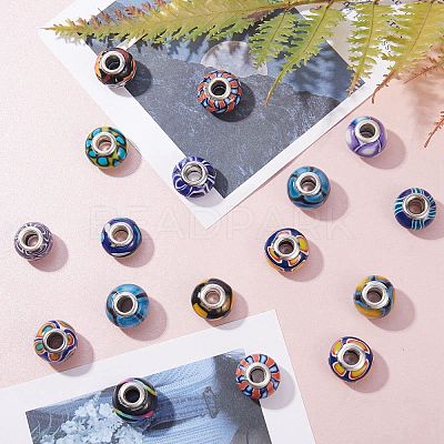 34Pcs 17 Colors Handmade Polymer Clay European Beads CLAY-SZ0001-52-1