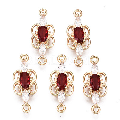 Brass Micro Pave Cubic Zirconia Links Connectors X-KK-R111-008-A02-1
