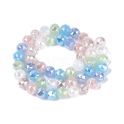 Electroplate Imitation Jade & Opaque & Transparent Glass Beads Strands EGLA-Q135-8MM-A11-1