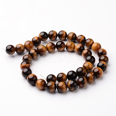 Round Natural Tiger Eye Bead Strands G-J346-13-10mm-1
