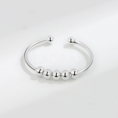 925 Sterling Silver Open Cuff Rings RJEW-P091-01A-S-1