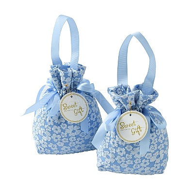Cloth High Jacquard Flower Sugar Gift Drawstring Bags with Handle ST-CJ0004-01A-1