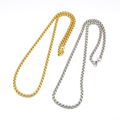 304 Stainless Steel Venetian Chain Box Chain Necklace Making STAS-A028-N031-A-1