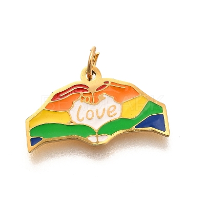 Pride 304 Stainless Steel Enamel Pendants LS-STAS-B079-01G-10-1