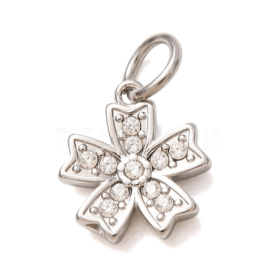304 Stainless Steel Micro Pave Clear Cubic Zirconia Charms CU-CBAB6EC-24P-1