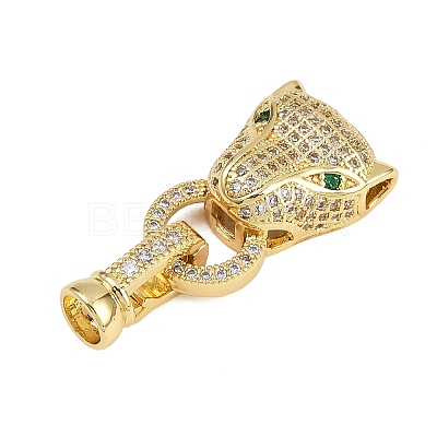 Brass Micro Pave Cubic Zirconia Fold Over Clasps ZIRC-L062-K01-G-1