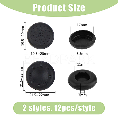 24Pcs 2 Style Silicone with ABS Plastic Replacement Flat Round Thumb Grip Caps SIL-DC0001-19-1