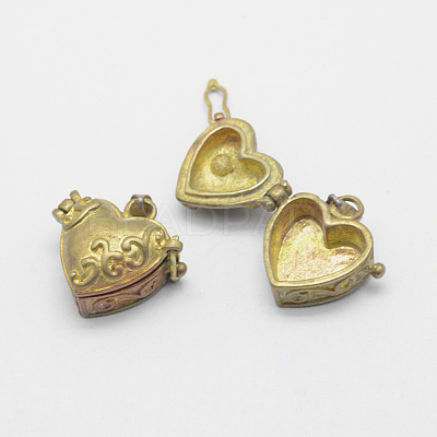 Brass Prayer Box Pendants KK-F722-25C-RS-1