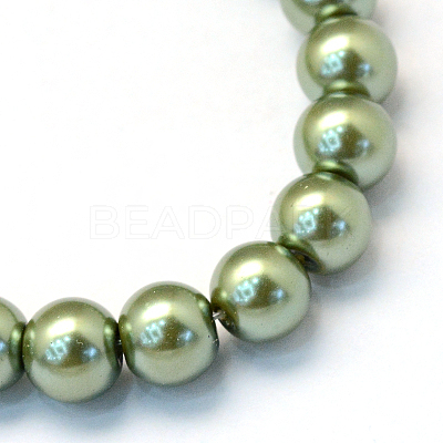 Baking Paint Pearlized Glass Pearl Round Bead Strands X-HY-Q003-10mm-49-1
