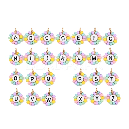 26Pcs Glass Seed & Acrylic Pendants PALLOY-JF04486-1