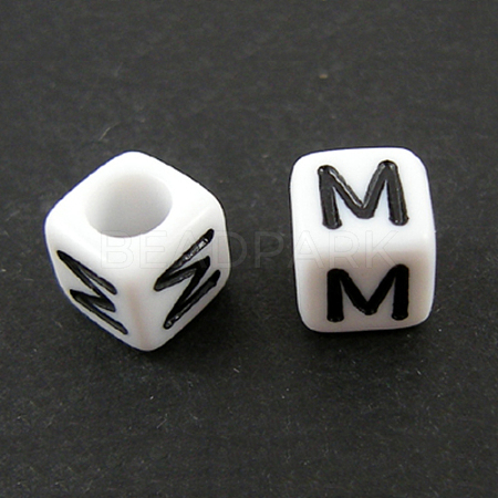Letter Acrylic European Large Hole Beads Y-OPDL-R050-10mm-M-1
