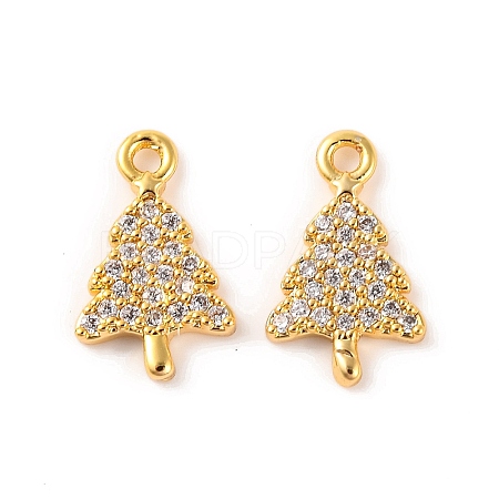 Brass Micro Pave Clear Cubic Zirconia Pendants KK-U017-07A-G-1