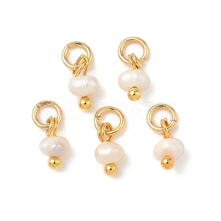 Natural Cultured Freshwater Pearl Rondelle Charms X-PALLOY-JF04393-02-1