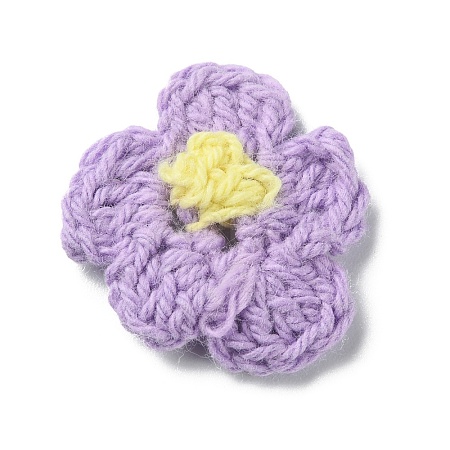 Two Tone Plum Blossom Handmade Crochet Cotton Ornament Accessories AJEW-WH0326-51J-1