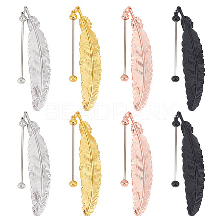 8Pcs 4 Colors Zinc Alloy Beadable Bookmarks AJEW-GO0002-15-1