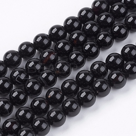 Natural Black Onyx Beads Strands X-G-H1567-6MM-1