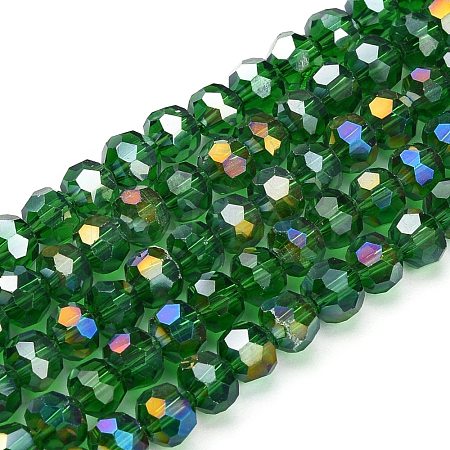 Electroplate Glass Beads Strands X-EGLA-R016-6mm-12-1