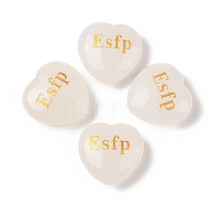 Natural Quartz Crystal Heart Engraving MBTI Figurines Statues for Home Office Desk Decorations G-K353-05K-1