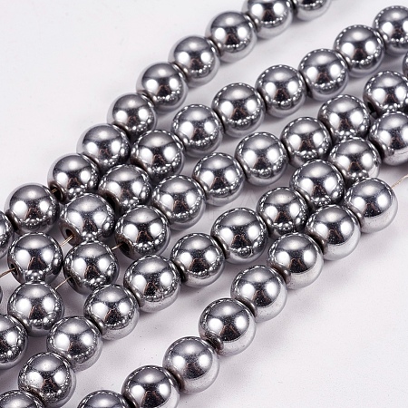 Electroplate Non-magnetic Synthetic Hematite Beads Strands G-J169A-8mm-02-1