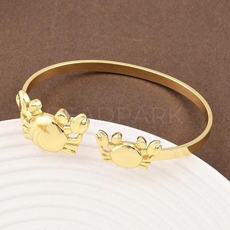 Marine Organism Brass Cuff Bangles for Women BJEW-D368-03C-G-1