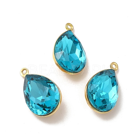 Rack Plating Brass Glass Pendants KK-A177-22G-01-1
