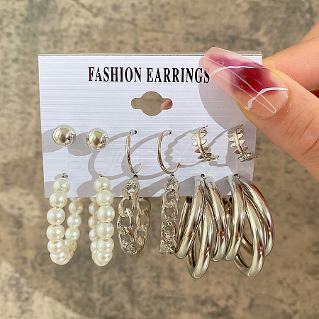 Alloy & Plastic Pearl Earring Sets WG01624-24-1