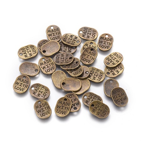 Tibetan Style Alloy Oval Charms TIBEP-Q035-08AB-NR-1