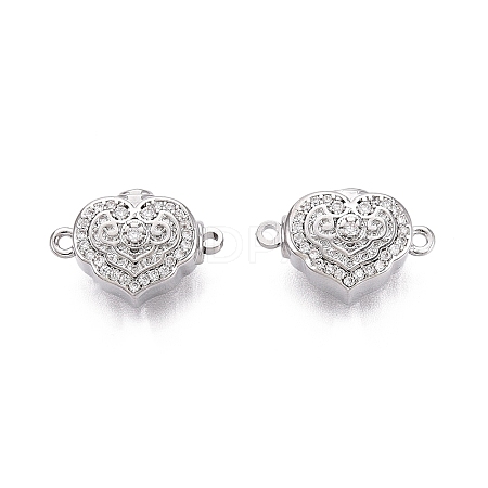 Brass Micro Pave Clear Cubic Zirconia Box Clasps KK-Q074-07P-1