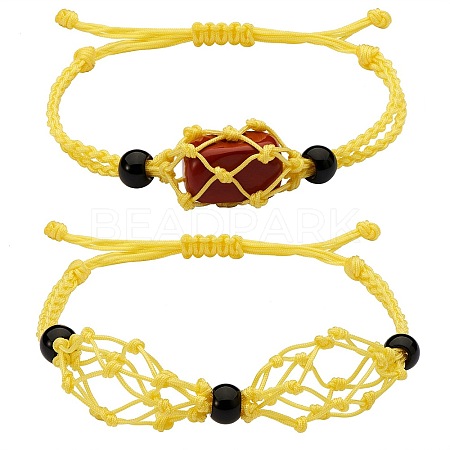 Adjustable Braided Nylon Cord Macrame Pouch Bracelet Making AJEW-SW00013-02-1