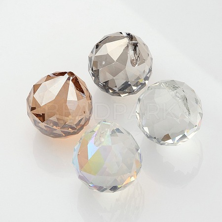 Faceted Round Glass Pendants X-GLAA-O008-G-1