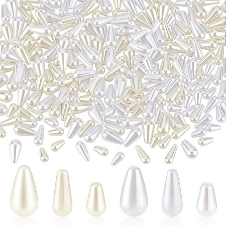 300Pcs 6 Styles ABS Plastic Imitation Pearl Beads KY-GA0001-37-1