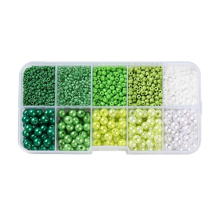 DIY 10 Grids ABS Plastic & Glass Seed Beads Jewelry Making Finding Beads Kits DIY-G119-01G-1