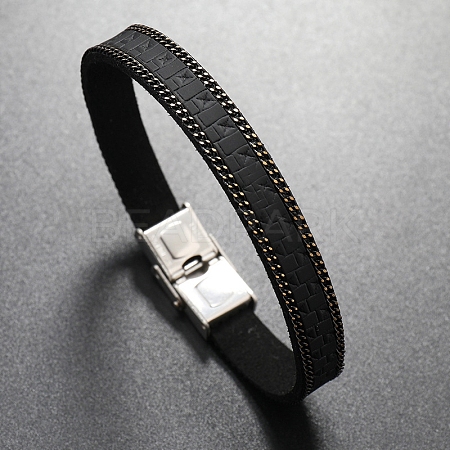 Imitation Leather Cord Bracelet with Metal Clasp PW-WG97882-02-1